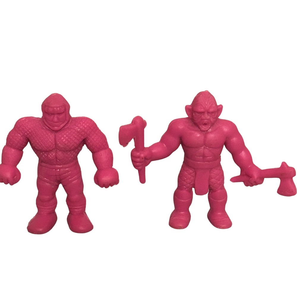 Vintage YNT Pink Rubber Mini Figures The Ninja B & Black Tomahawk Keshi Lot